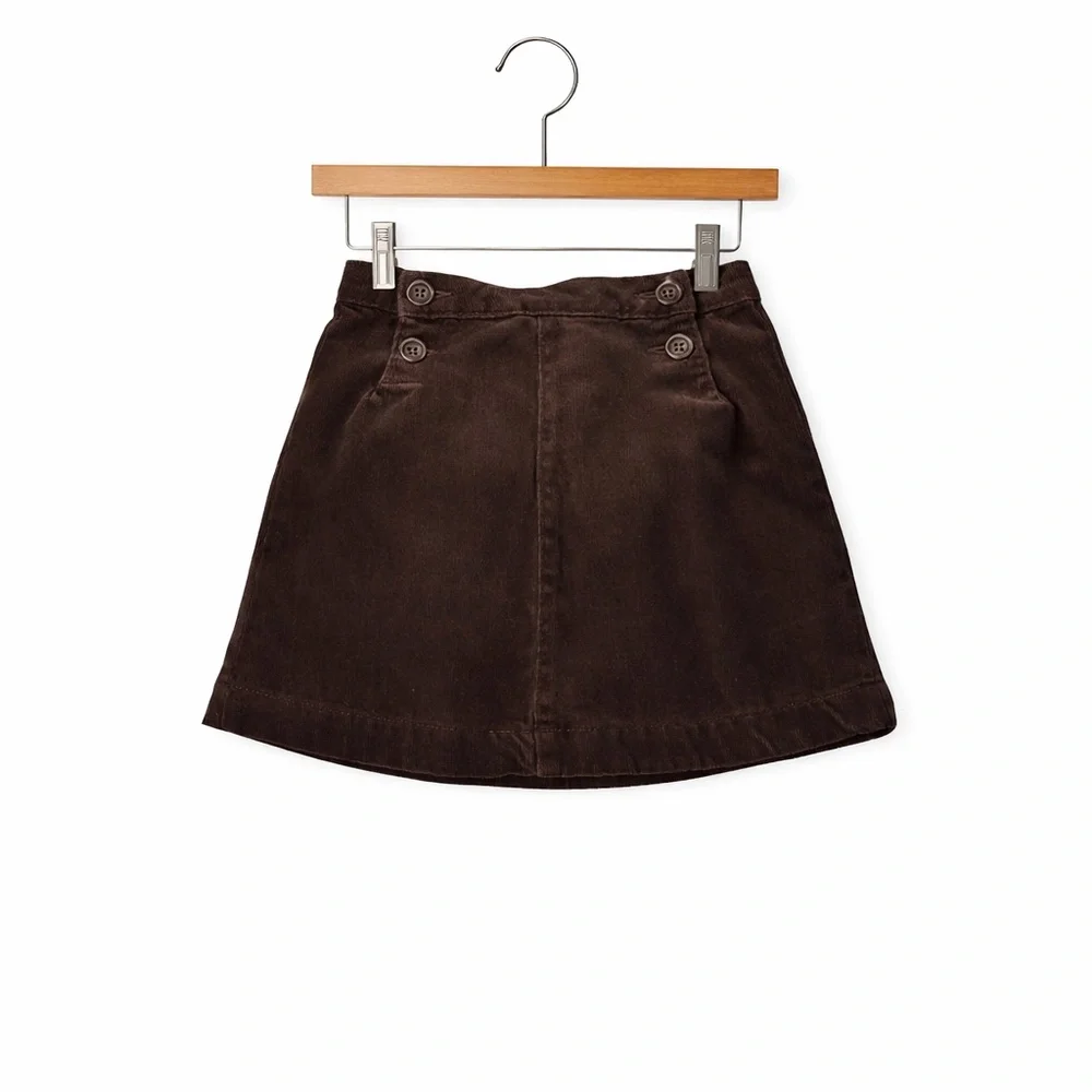 Janie & Jack Brown Corduroy A-Line Skirt Girls 3T Classic Fall Button Detail